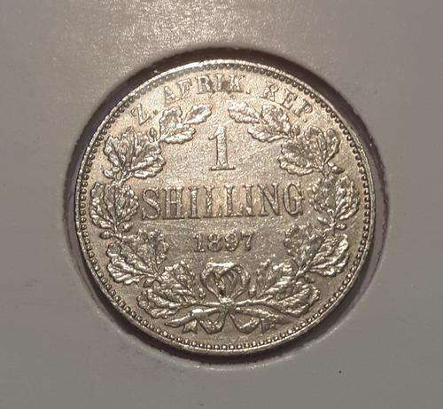 ZAR 1 SHILLING 1897 - SILVER - PRESIDENT KRUGER SERIES EF VALUE R1850