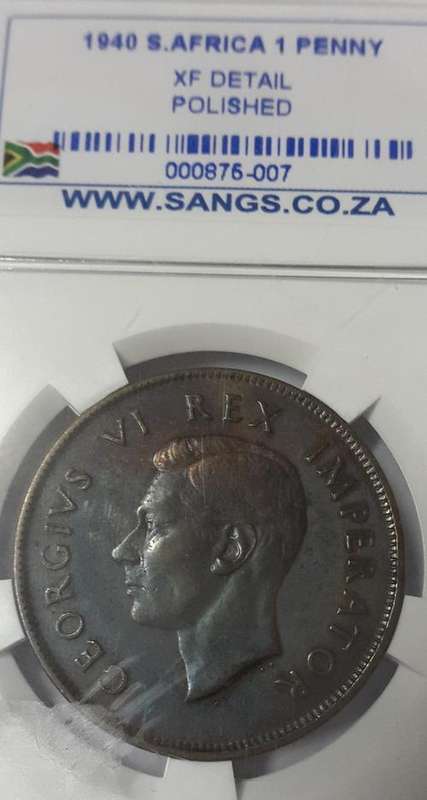 1940 UNION OF SOUTH AFRICA PENNY GRADED  LOW START R1 AUCTION
