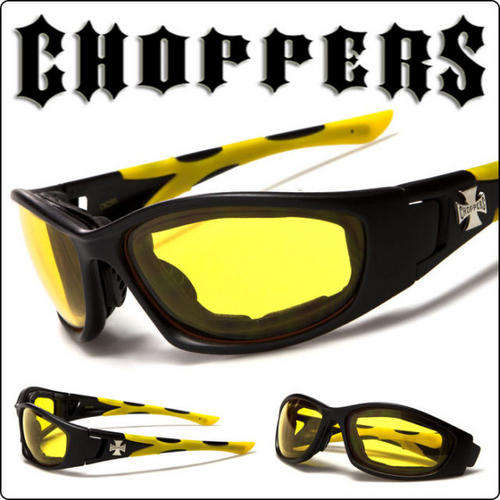 Chopper Motorcycle Goggles Yellow Night Lens Sunglasses