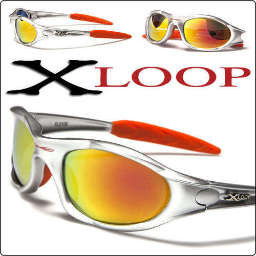 X-Loop Sports Wrap Around Mens Designer Sunglasses Silver New Revo Orange
