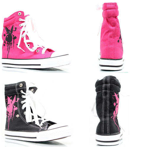NEW HOT 2013 PLAYBOY Casual Womens Mid Top Lace Up Sneakers / SIZE 6 - BLACK
