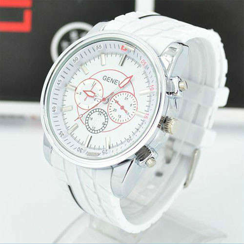 Geneva Little Dial Decoration Silicone Quartz Sports Men Wrist Watches