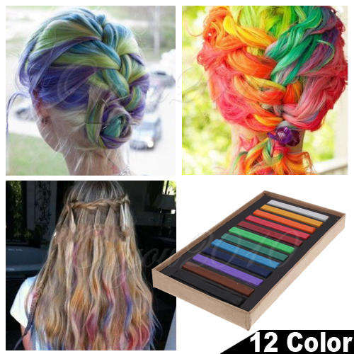 **5 ON AUCTION**12 Non-toxic Temporary Coloring Hair Chalk Dye Soft Pastels Salon DIY Kits
