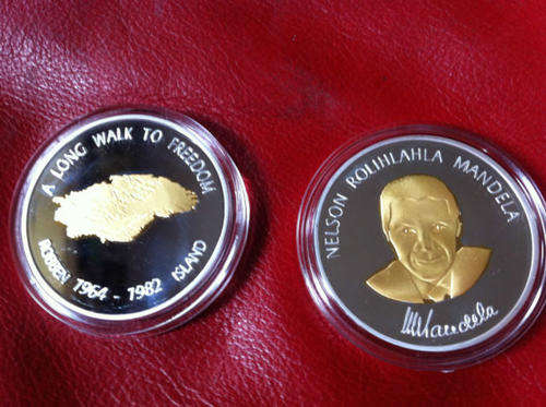 24k NELSON MANDELA Robben island Gold SILVER Plated 1 OZ COIN BAR .999 1964 1982