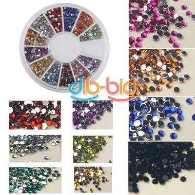 **19 0n auction**1.5mm 1800 Nail Art Rhinestone Glitter Tip Mix Gems