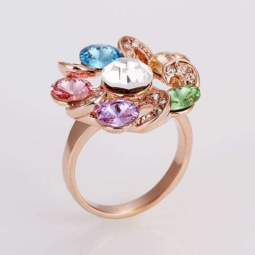 Crystal Pave Brass Ring