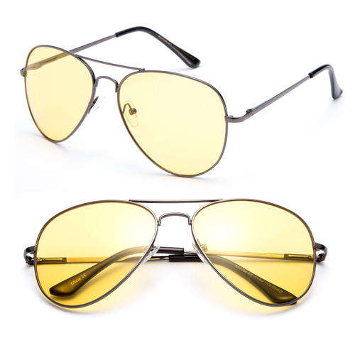 Aviator Sunglasses with Night Driving Yellow Lens