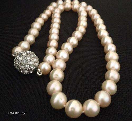 Peach, High Quality (AAA) Freshwater Pearl Necklace. Individually Knotted.