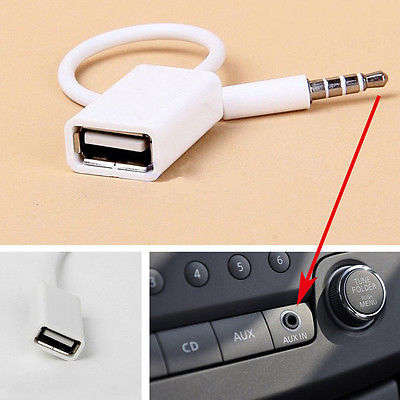 Audio Converter 3.5mm Male AUX Plug Jack to USB 2.0 Female Cable Cord Car MP3