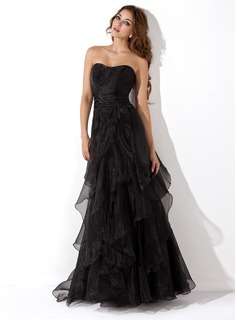 Black organza evening dress   - Size 10