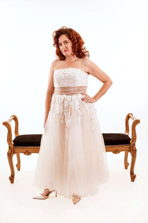 Champagne Tea  length wedding dress - Size 12