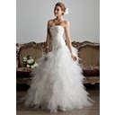 White lace and net wedding dress - Size 14