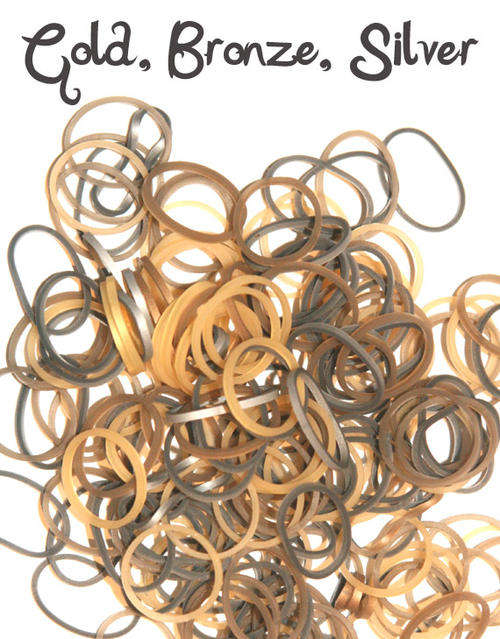 Gold, Silver Bronze Silicone Loom Bands 600PCS