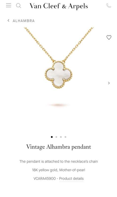 Van Cleef & Arpels Vintage Alhambra pendant, 18K yellow gold, white mother of pearl