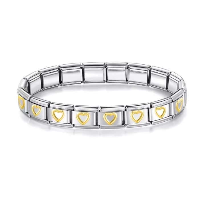 Stainless Steel Open Heart Stretchable Bracelet
