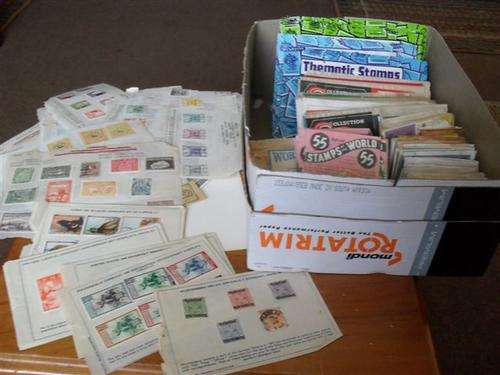 + - 180 PACKETS AND 51 PAGES/HALF PAGES WORLD POSTAGE STAMPS
