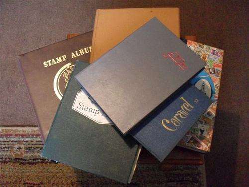 #### 6 STAMP ALBUMS WITH WORLD STAMPS ####