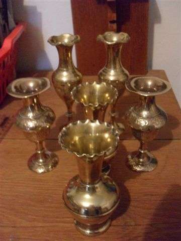 3 PAIRS BRASS VASES !!!!!!!!!