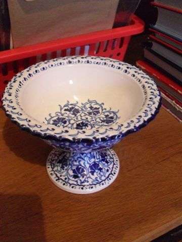 PRETTY BLUE AND WHITE TAZZA (TURKISH )