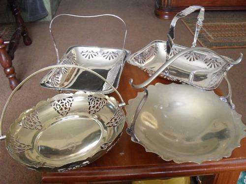 4 X EPNS BASKETS ALL WITH HANDLES