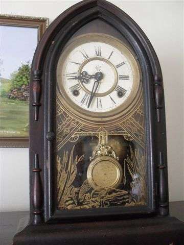 ANTIQUE WATERBURY MANTLE CLOCK (CIRCA 1874)