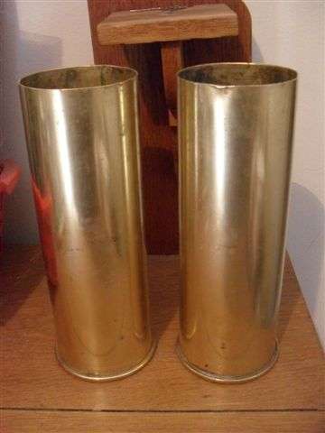 WOW 2 X BRASS SHELL CASING VASES CIRCA 1918