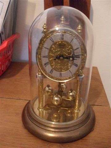 PRETTY HERMLE DOME CLOCK ( WITH GLASS DOME )