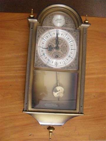 WOW !!!!! J.SCHMIDS MINITURE BRASS GERMAN 8 DAY WALL CLOCK (WORKING )