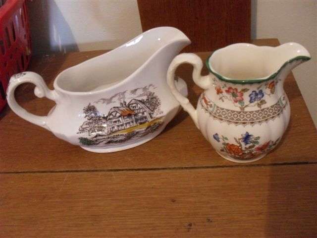 VINTAGE GRAVY BOAT AND MILK JUG.....