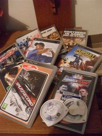 5 PSP ACTION GAMES AND 5 PSP SPORTS GAMES.....