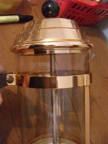 WOW ...COPPER AND GLASS PERCULATED COFFEE POT (NEVER USED )