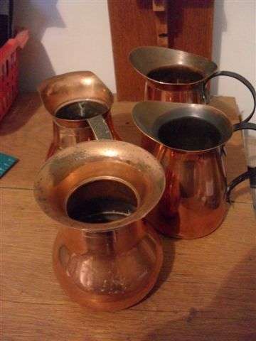 3 X COPPER JUGS AND 1 X COPPER VASE....