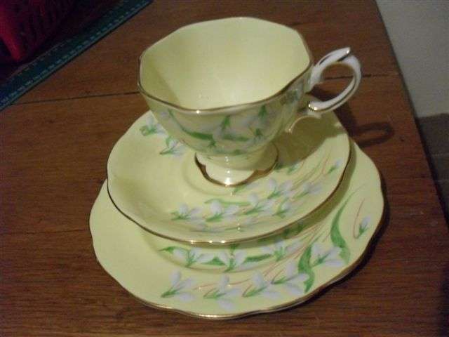 STUNNING...RARE ROYAL ALBERT TRIO..... LAURENTIAN SNOWDROP