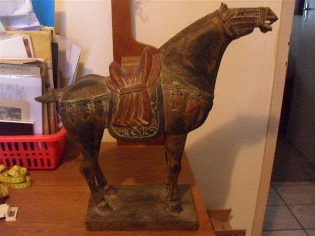 A BEAUTIFUL..RARE...STUNNING  ONE OF A KIND VINTAGE CARVED WOODEN HORSE