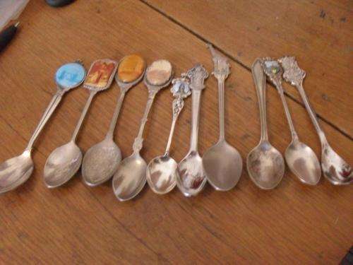 A NICE LOT OF VINTAGE  COLLECTORS CRESTED TEASPOONS .(.835 GERMANY ) ETC ETC ETC
