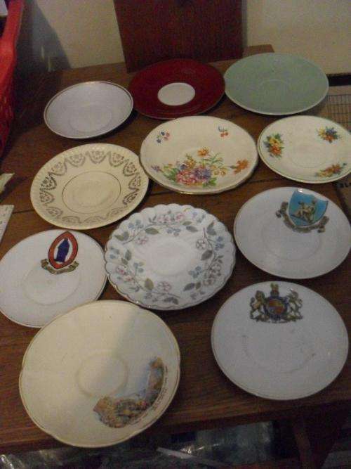 11 VINTAGE DEMITASSE SAUCERS (ALL BACKSTAMPED ....3 MARKED W.H.GOSS )