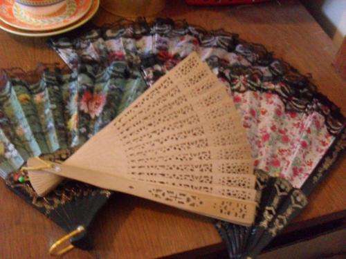 4 BEAUTIFUL HAND HELD FANS.....FOR THE COLLECTOR