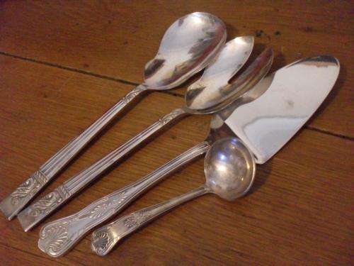 KINGS PATTERN S/P SUGAR SPOON AND CAKE SERVER ETC ETC