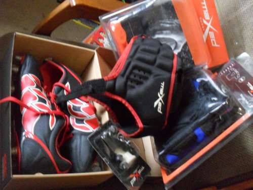 RUGBY BOOTS/SCRUMCAP/SHOULDER PADS/STUDS...GOOD CONDITION