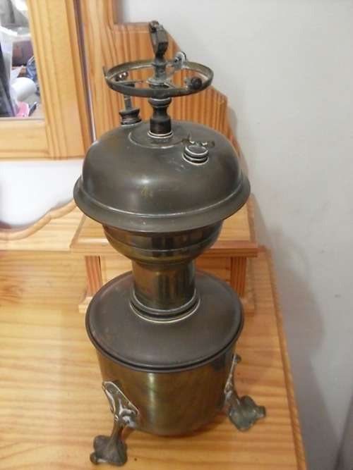 EXTREEMLY RARE....DARGUE BRASS PATENT ACETYLENE CARBIDE MINERS TABLE LAMP