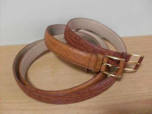 2 X OSTRIDGE LEATHER MENS BELTS ..BROWN......BY SABATINI......NEVER USED...104 CM EACH...