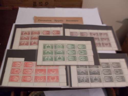 CORONATION REGALIA SOUVENIR STAMPS  X 5 SHEETS...1937 CORONATION