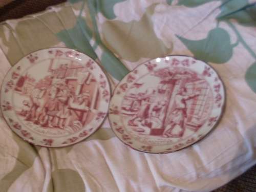 2 X RARE PINK DELFT DISPLAY PLATES ON OFFER
