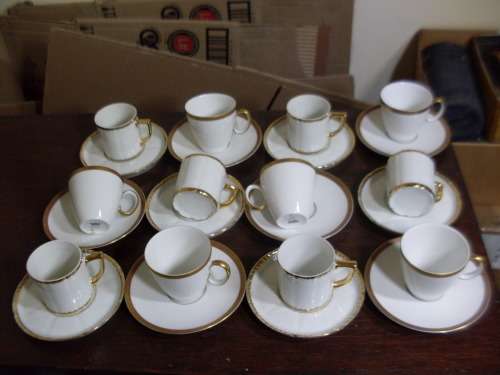 TOTAL 12 DUOS..WHITE and GOLD ...2 SETS OF 6 DUOS ...24 PIECES