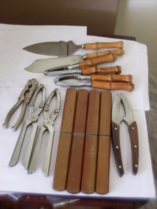 BAMBOO CUTLERY + CUTLERY IN WOODEN HOLDERS + VINTAGE NUTCRACKERS