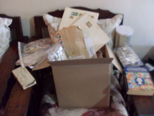 A GLORY BOX OF MANY PACKETS OF MIXED WORLD POSTAGE STAMPS...FDCS..... ETC ETC ETC ...8.7 KG......