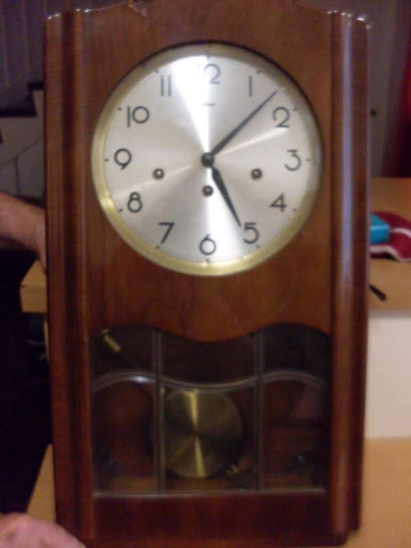 VINTAGE CYRANO GERMAN WALL CLOCK...WORKING...HAS PENDULUM + KEY