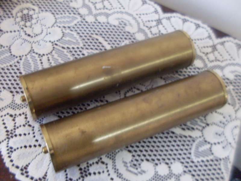 LARGE BRASS WEIGHTS FOR GRANDFATHER CLOCK...26 1/2 CM EACH...TOTAL WEIGHT FOR BOTH IS 6.1 KG