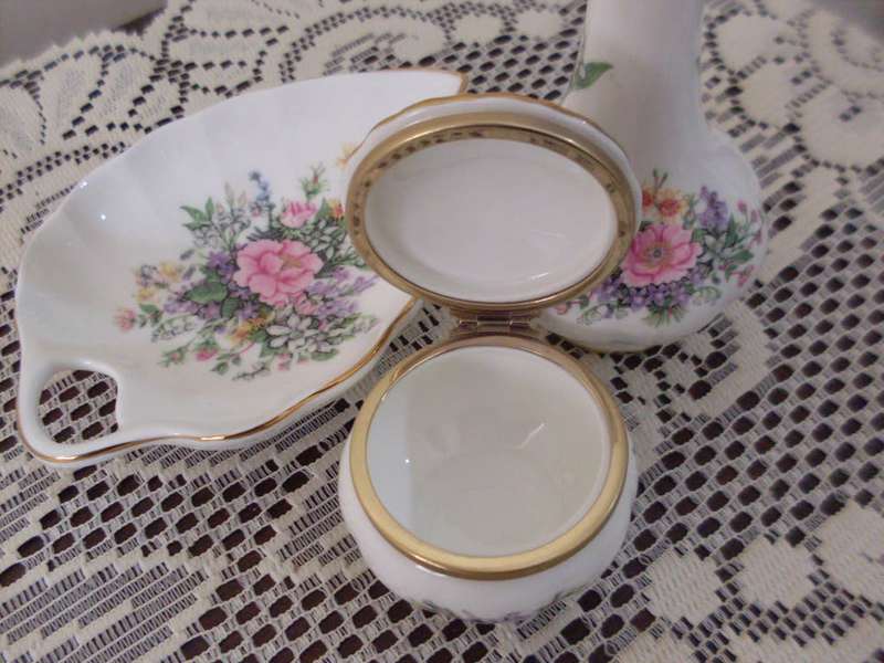 ROYAL ALBERT SET OF 3 ITEMS...RARE PATTERN...FRAGRANT FLOWERS