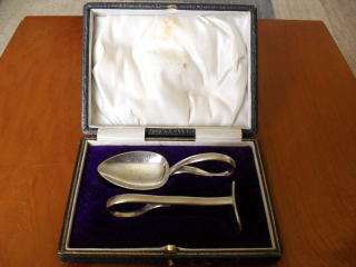 BOXED EPNS BABY SPOON AND SCRAPER !!!!!!
